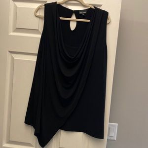Asymmetrical Black Dressy Sleeveless Tunic